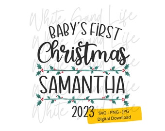 Personalized Baby's First Christmas Ornament Svg, Baby's First Birthday Svg, Baby's First Year Svg, Cut File for Cricut, Svg File for Cricut