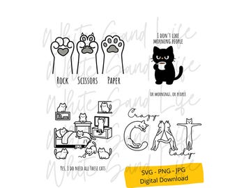 Crazy Cat Lady Svg Bundle, Split Monogram Png, Cat lovers, funny Clip Art, Shirt Cricut Svg File, Paws Cut File, Pet File for Cricut