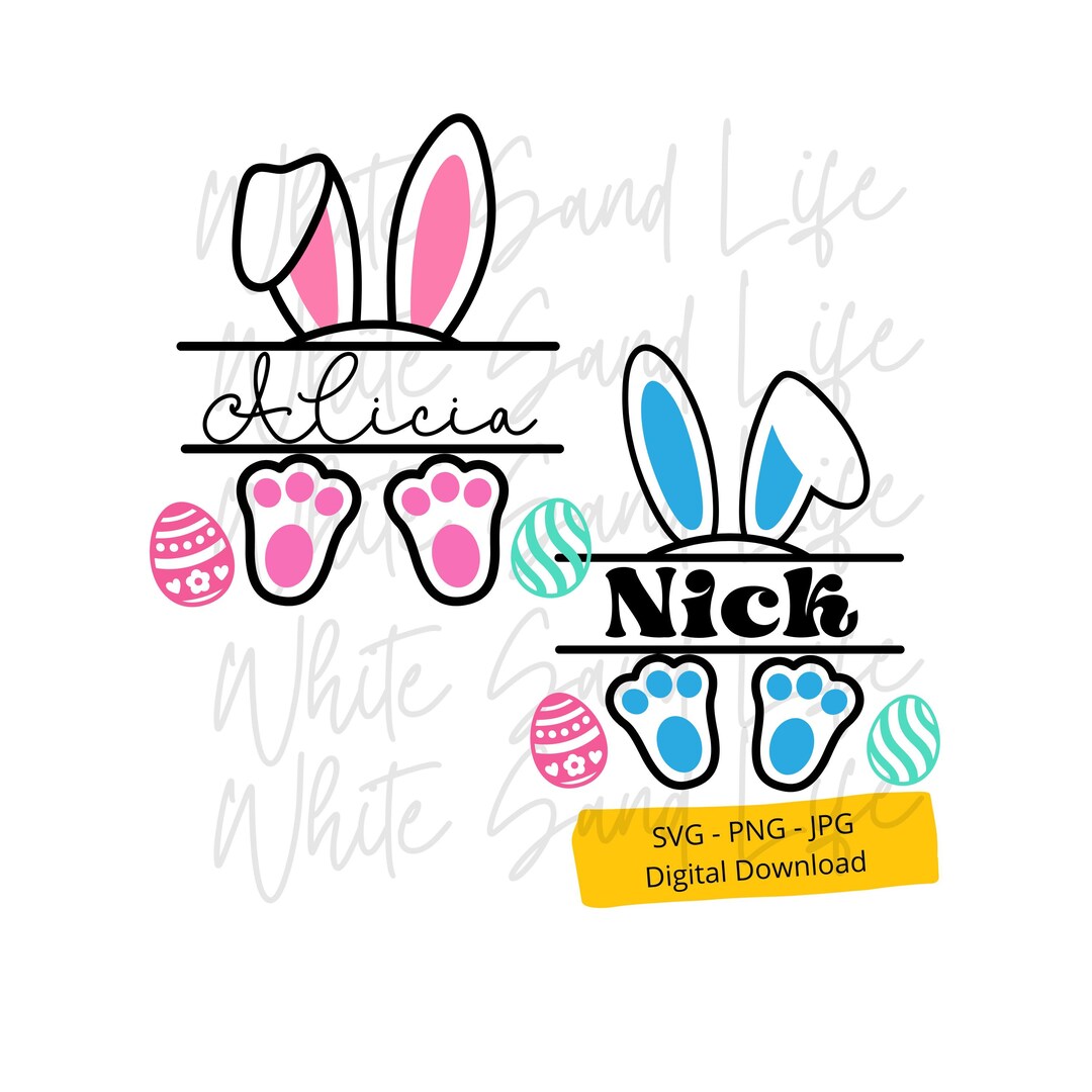 Easter Bunny Svg Bundle, Easter Monogram Png, Easter Bunny Girl Boy ...
