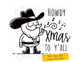 Western Christmas Svg, Archivos SVG de Navidad para camisa, Santa Svg, Cowboy Christmas Svg, Cowboy Santa Cut File para Cricut, Archivo Svg para Cricut
