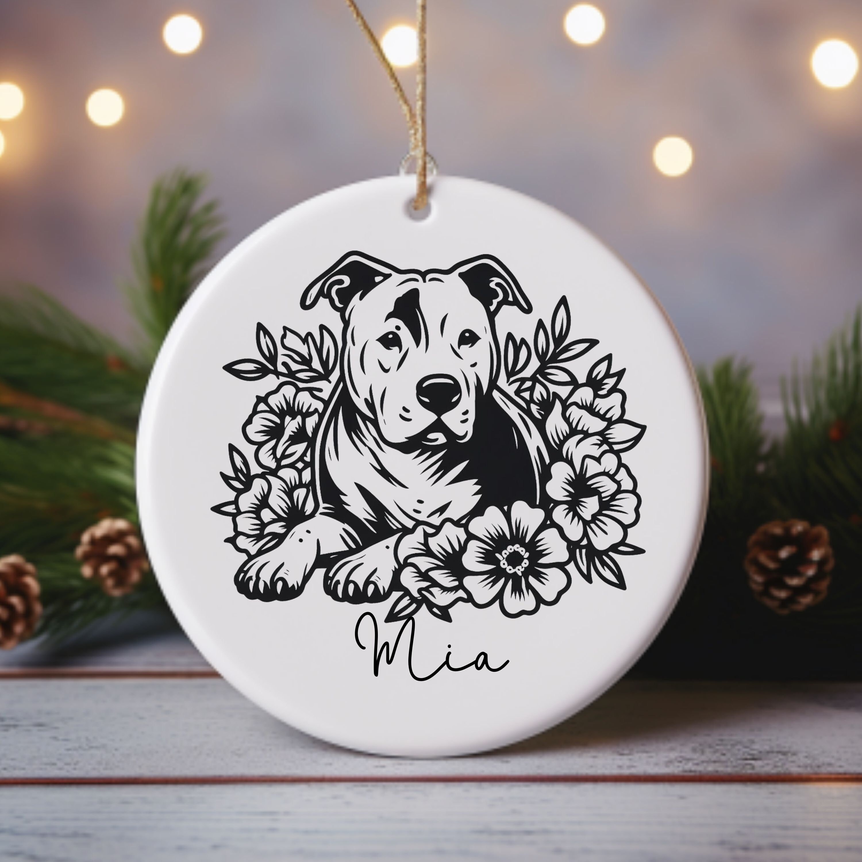 Personalized Pitbull Ornament, Pitbull Gifts, Pitbull Mom Gift, Dog