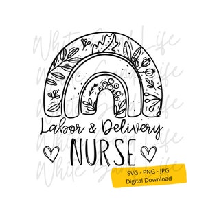 Arbeid en bevalling verpleegkundige Svg, L &D Nurse Png, L en D Rainbow Nurse Gift Clip Art, Cricut Svg Bestand, Cut File voor Cricut, Svg File voor Cricut