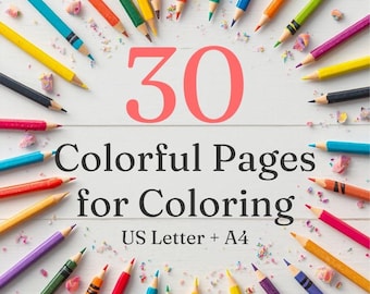 30 Animal Coloring Pages for Kids Printable | Kindergarten Coloring Book PDF | Toddler Preschool Activity | Instant Download Cute Animals