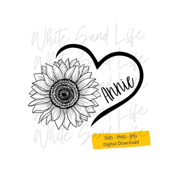 Personalized Sunflower Heart Svg, Sunflower Png, Sunflower for Shirt Clip Art, Shirt Cricut Svg File,Cut File for Cricut,Svg File for Cricut