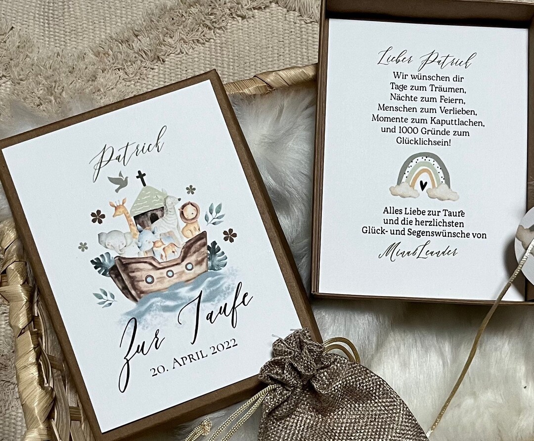 Geschenkschachtel "Noahs Arche" zur Taufe | Geldgeschenk zur Taufe ...