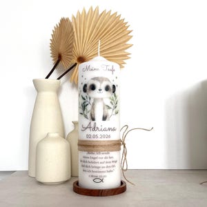 Taufkerze Löwe Eukalyptus Floral mit Blätterkranz Floral Für Mädchen und Jungen immagine 6