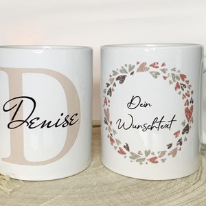 Tasse Personalisiert mit Buchstabe Namen Wunschtext | Geschenk für Frauen | Oma | Mama | Lehrerin | |Familie