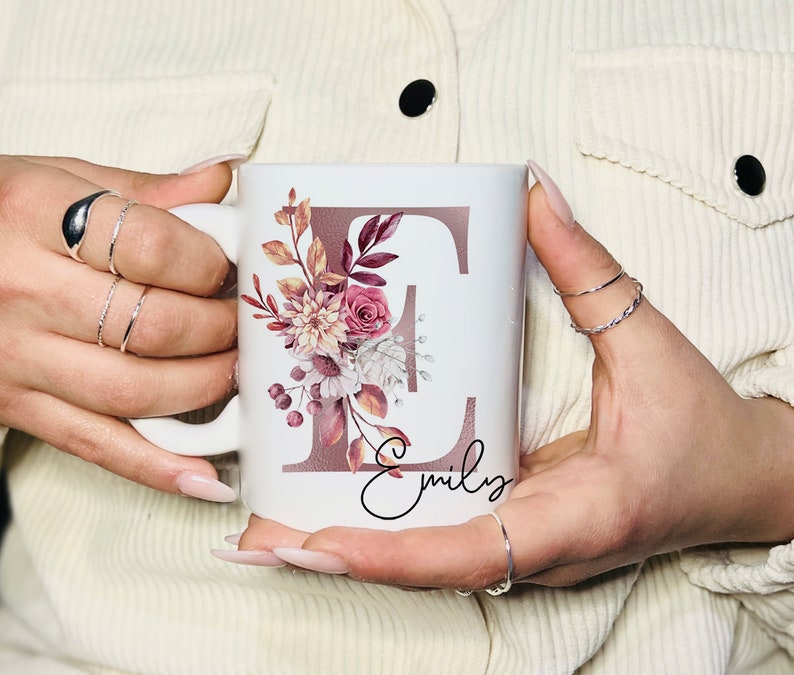 Mug personalized with letter name desired text image 1