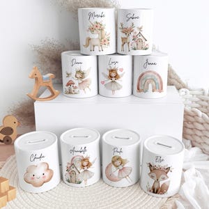 Personalisierte Spardose Kind Geschenk Geburt Taufe Geburtstag Märchenwelt Geldgeschenk Baby Kinder Keramik Sparbüchse Mädchen Fee Märchen