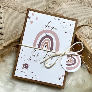Geschenkschachtel "Regenbogen" zur Taufe | Geldgeschenk zur Taufe| personalisiert mit Namen, Jute-Säckchen