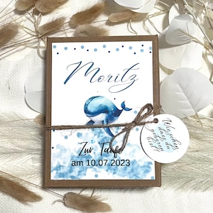 Geschenkschachtel "Wal" zur Taufe | Geldgeschenk zur Taufe| personalisiert mit Namen, Jute-Säckchen | Geburt | Kindergeburtstag | Patenkind