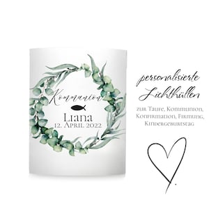 Light covers eucalyptus wreath| Lantern personalized (from 2 pieces) for baptism, birth, wedding and communion