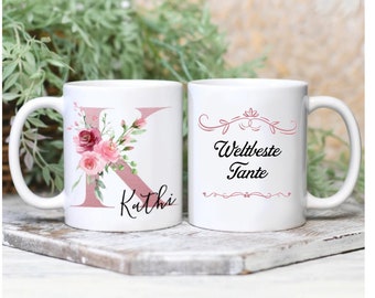 Tasse "Tante" mit Namen als Geschenk für Frauen | Tasse personalisiert mit Namen