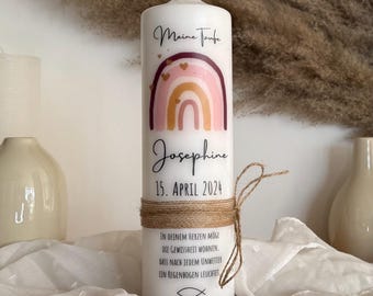 Baptismal candle rainbow | Baptism gift | Godparent candle | Communion | Confirmation for girls and boys