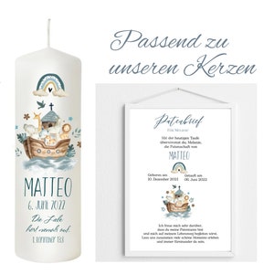 Baptism candle Noah's Ark for girls and boys with rainbow image 8