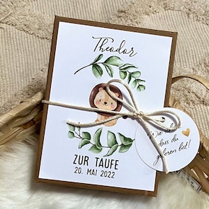 Geschenkschachtel "Löwe" zur Taufe | Geldgeschenk zur Taufe| personalisiert mit Namen, Jute-Säckchen