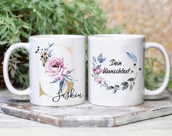 Tasse Personalisiert mit Buchstabe | Namen | Tasse mit Wunschtext | Tasse mit Spruch | Geschenk für Frauen