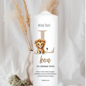 Baptismal candle Safari Animals Lion Floral For girls and boys | Godparent candle | Personalized baptismal candle | Baptismal gift