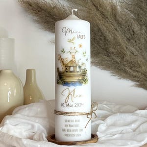Baptismal candle Noah's Ark for girls and boys