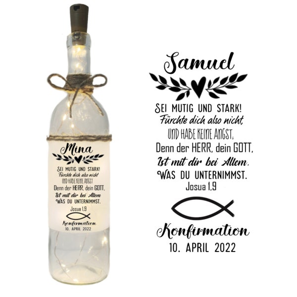 Bottle light decorative light gift for confirmation| CONFIRMATION | YOUTH CONDICTION | COMMUNION - Light Bottle