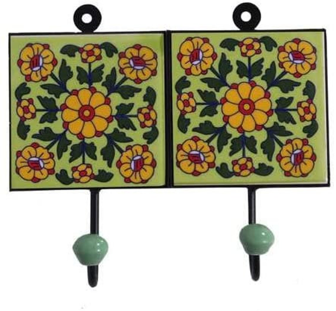 Wrought Iron Hanger Moroccan Tile Metal Décor Double Hook Etsy