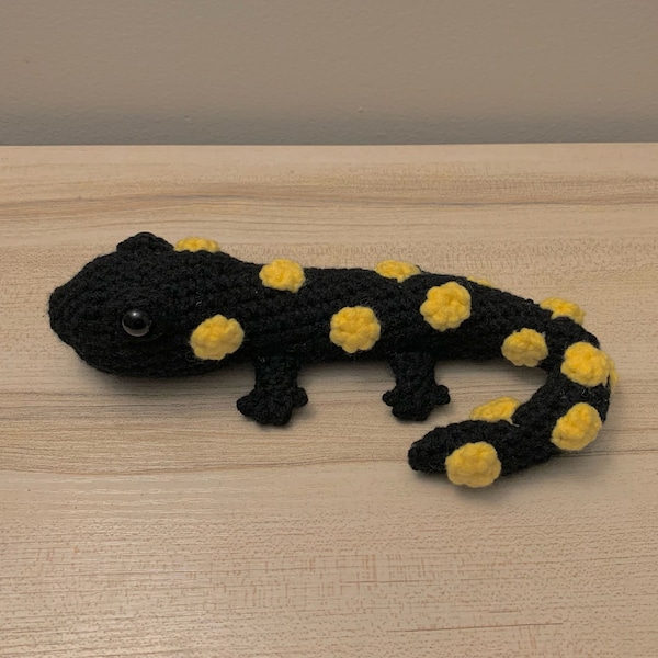 Crochet salamander amigurumi stuffed animal- finished product