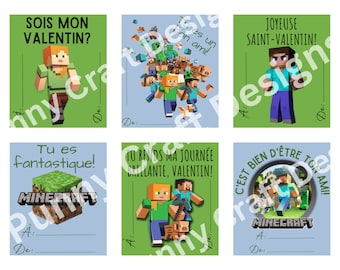 FRENCH Printable Mine Game Valentine Cards - Cartes imprimables de la Saint-Valentin en français