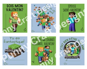 FRENCH Printable Mine Game Valentine Cards - Cartes imprimables de la Saint-Valentin en français