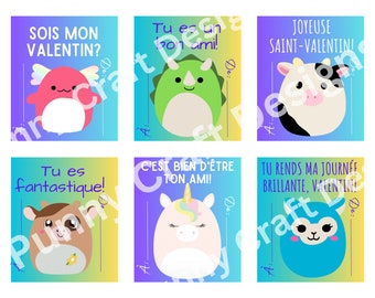Tarjetas de San Valentín con lindos peluches imprimibles en FRANCÉS - Cartes imprimables de la Saint-Valentin en français