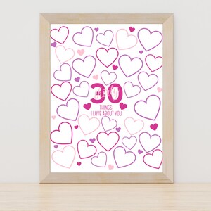 Thirty Reasons I / We Love You - Digital Download - Birthday - Pink