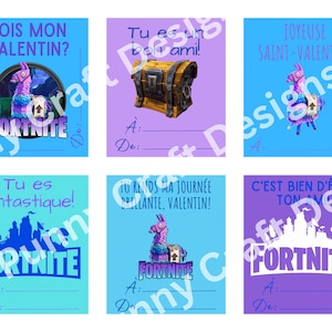 FRENCH Printable Fort Game Valentine Cards - Cartes imprimables de la Saint-Valentin en français
