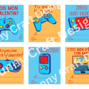 FRENCH Printable Video Games Valentine Cards - Cartes imprimables de la Saint-Valentin en français