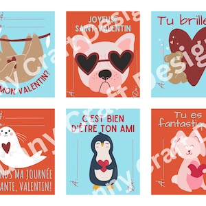 Cartes imprimables animaux pour la Saint-Valentin - Cartes imprimables de la Saint-Valentin en français