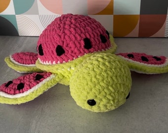Watermelon Turtle Crochet Plush