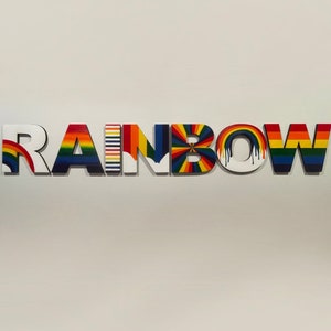 Arco-íris 6” ou 8” letras de madeira pintadas à mão