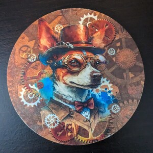 Steampunk Jack Russell dog drink coasters dog  lovers gift funny dog  coasters