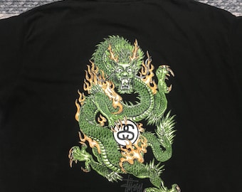 Faded Vintage 90s Stussy Dragon Big Logo Backhit Tees - Etsy