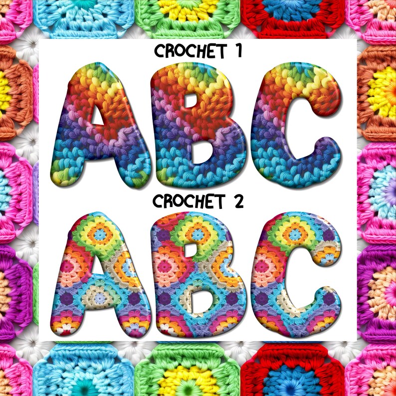Crochet Font Bundle – Knitted Alphabet Pngs for Crafts (digital ...