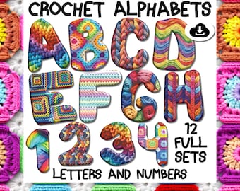 Crochet Font Bundle – Knitted Alphabet PNGs for Crafts (Digital Download)