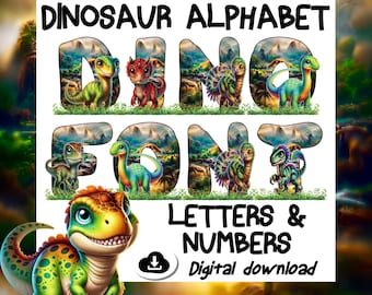 Dinosaur Alphabet PNG – Dinosaur Letters for Printables, Graphics, and Crafts - Alphabet Printable – Fun Dino Letters Clipart - Dino png