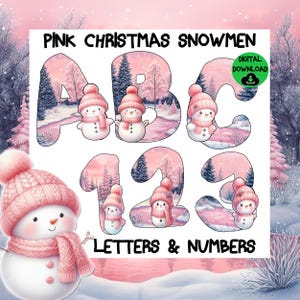 Christmas Alphabet png, cute snowman letters and numbers, digital download for personal use and print on demand items, christmas clipart png