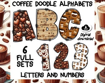 Paquete de imágenes PNG con fuentes de café: Latte Art, Espresso (Descarga digital)