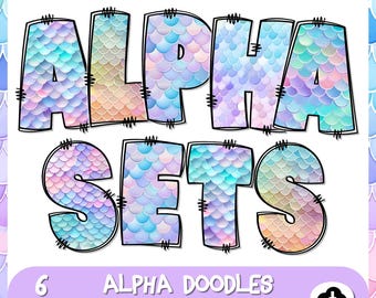 Mermaid Tail Alphabet PNG: Pastel Clipart Letters (Digital Download)