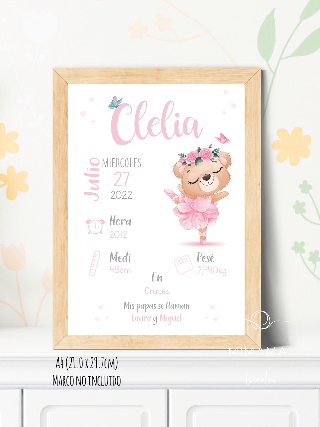 Personalized Children's Sheet With Baby Data, Personalized Birth Chart ...
