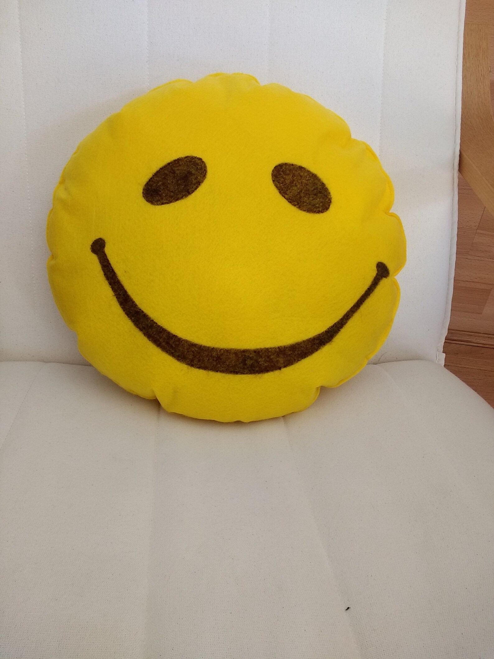 Two smiley cushions in yellow felt 36 cms x 36 cms Etsy
