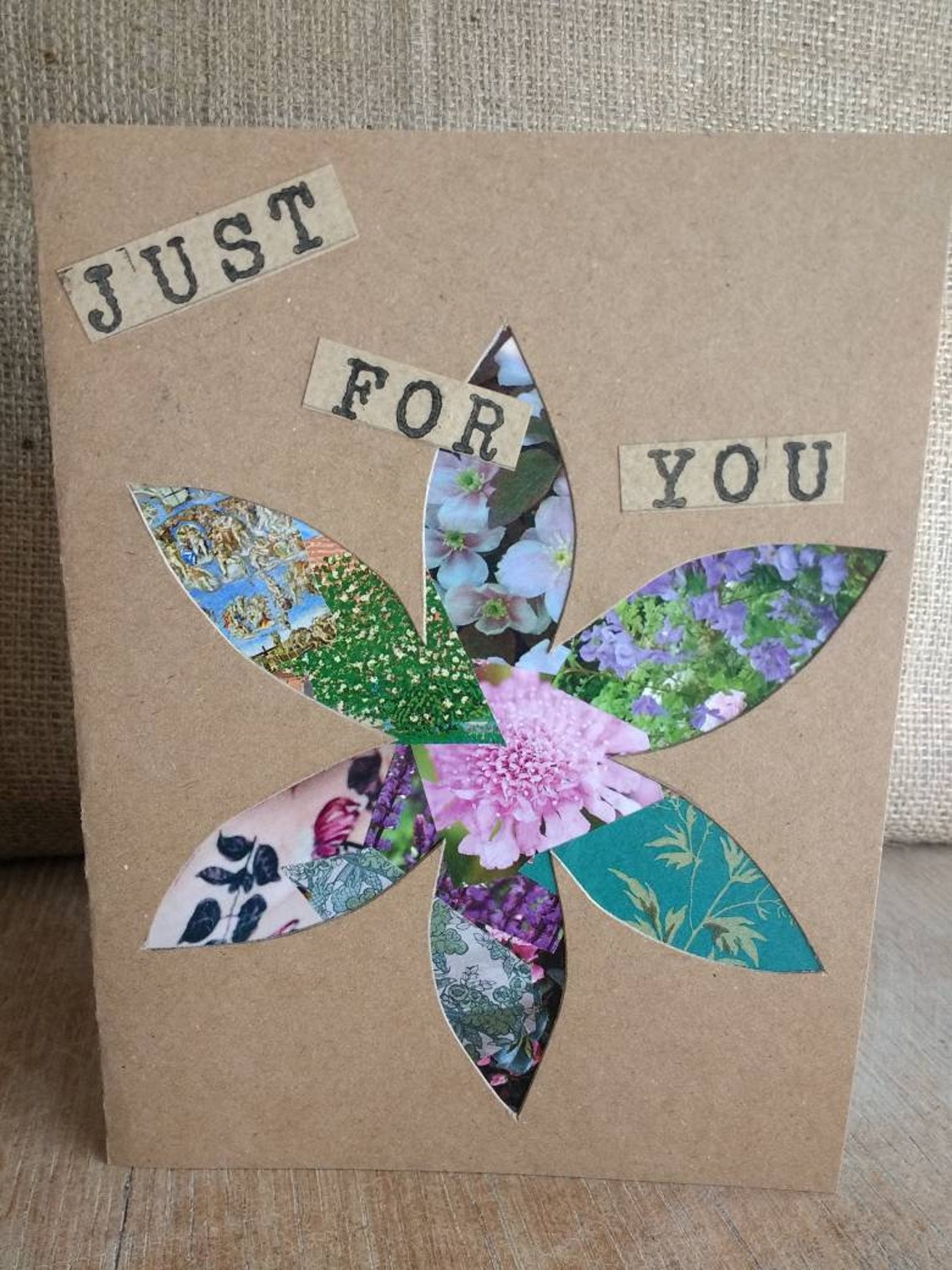 Handmade greetings cards pack of 3 collage style brown Etsy