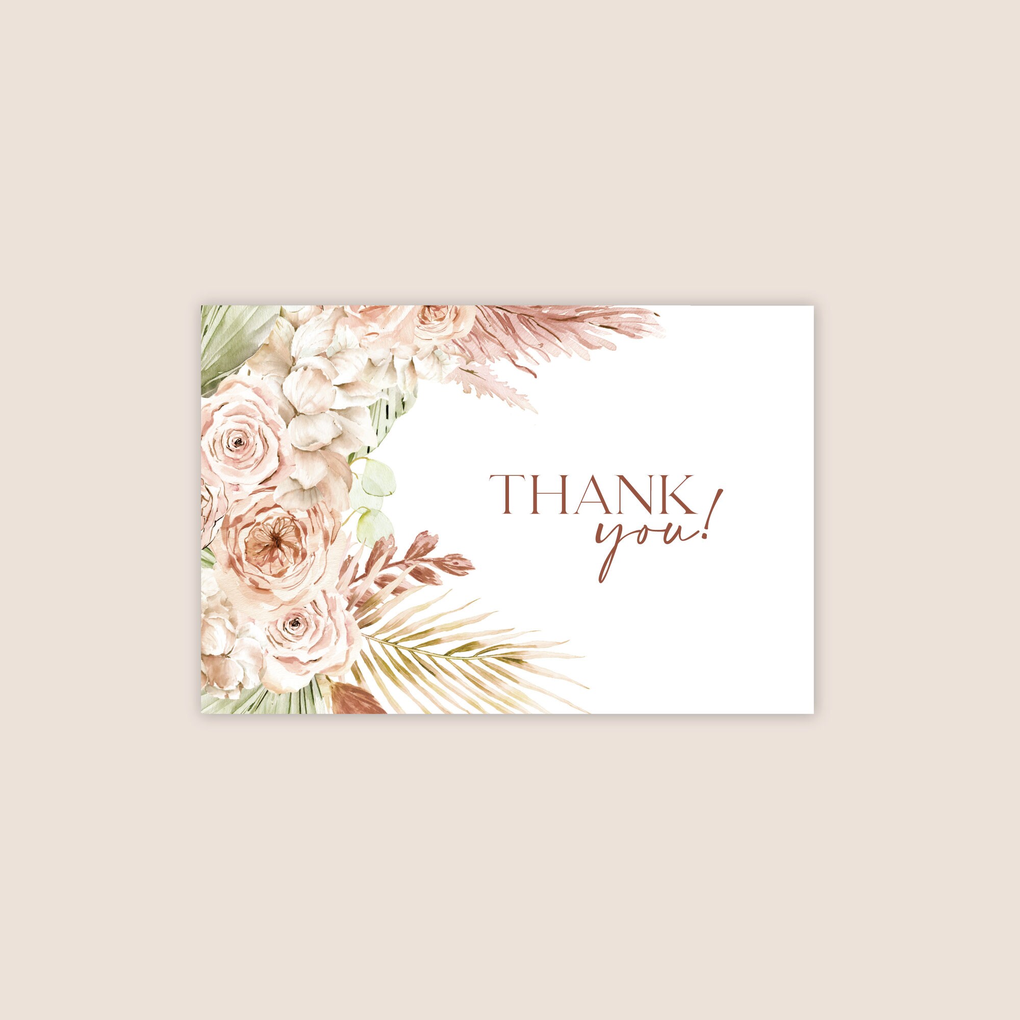 Boho Floral Thank You Card - Etsy