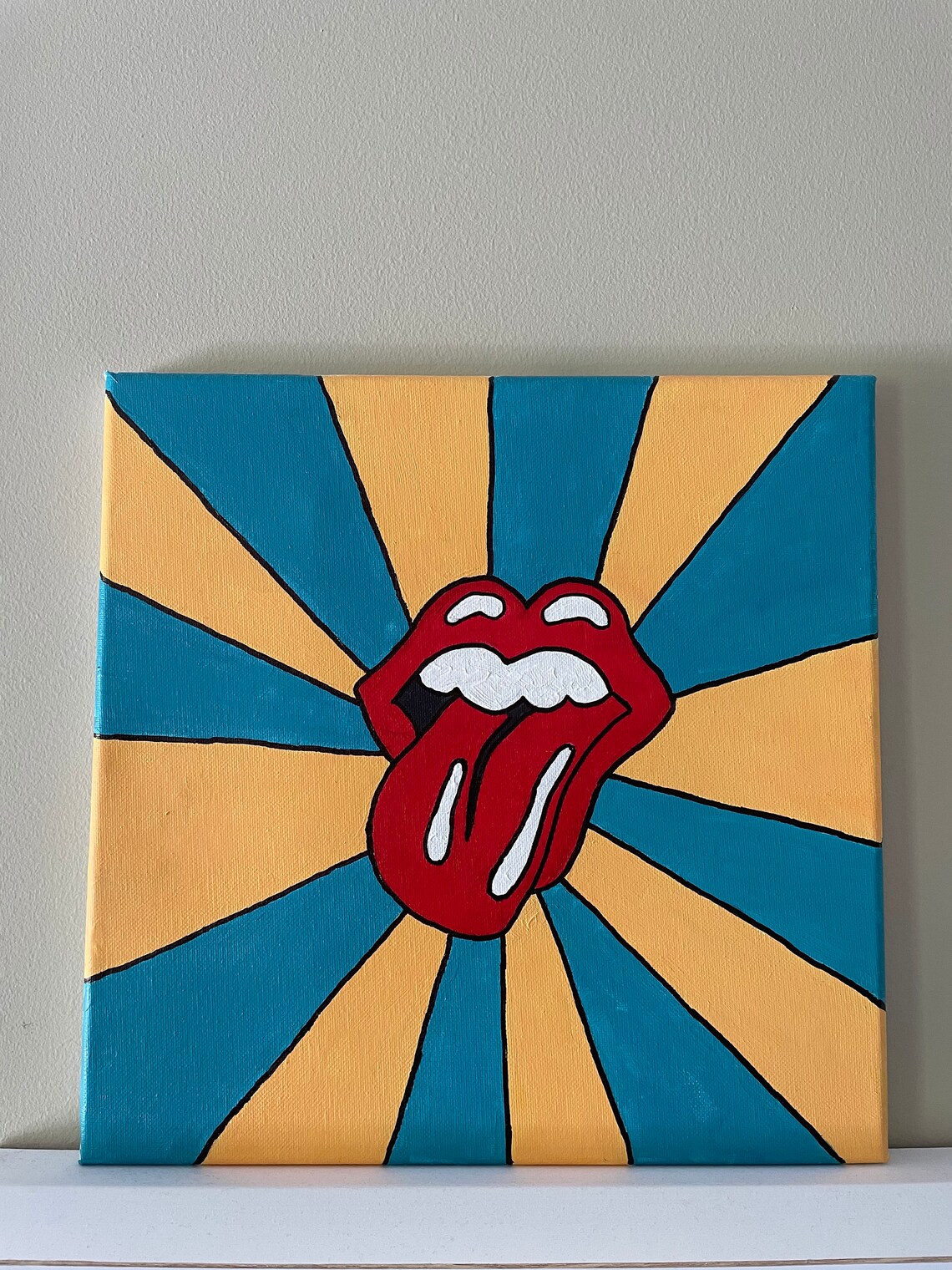 Rolling Stones Acrylic Painting on Canvas Etsy