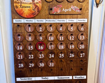 Australian Montessori Perpetual Calendar,Southern Hemisphere Wooden Learning Board– Montessori Toy for Toddlers,Preschool, Moon Phases board
