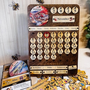 Montessori Wooden Calendar for Toddlers – Learning Toy for Kids – Wall or Desk Calendar – Classroom Tool – Educational Gift Idea